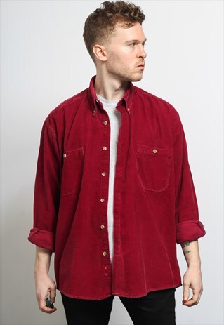 VINTAGE CORDUROY CORD SHIRT RED