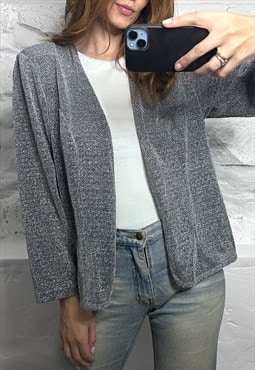 Silver Glossy Minimal Cardigan - Large 