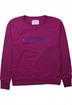 Vintage 90's Champion Sweatshirt Spellout Crew Neck Purple