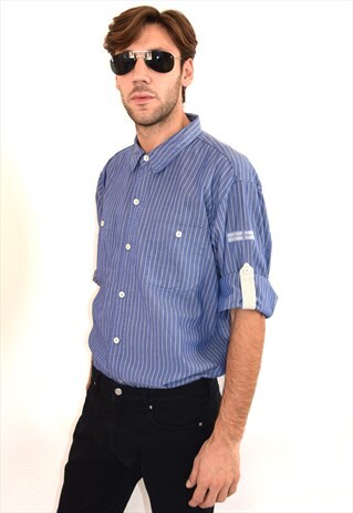 VINTAGE STONE ISLAND BLUE STRIPED SHIRT