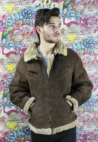 VINTAGE AVIATOR/FLYING JACKET. SHEARLING SHEEP SKIN. UNISEX.