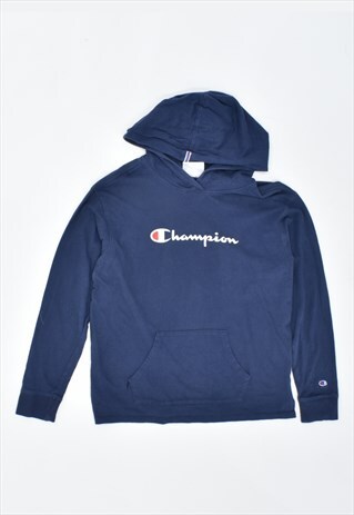 VINTAGE 90'S CHAMPION HOODED TOP LONG SLEEVE NAVY BLUE