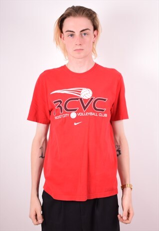 NIKE MENS VINTAGE T-SHIRT TOP MEDIUM RED 90S
