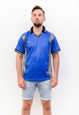 Vintage L Polo Shirt Sleeved Jersey Tee Football Soccer Men