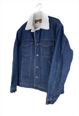 Vintage Wrangler Fluffy Denim Jacket in Blue M