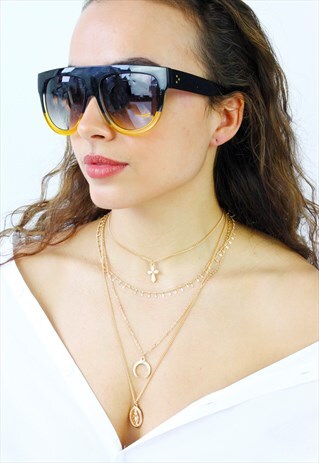BLACK ORANGE OVERSIZED SUNGLASSES