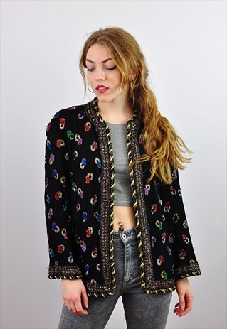 VINTAGE SILK EMBROIDERED SEQUIN JACKET
