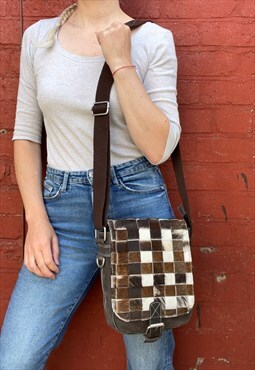 Cow Hide & Nubuck Leather Cross Body Bag
