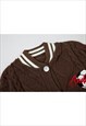 KNITTED VARSITY JACKET  CABLE SWEATER FOOTBALL JUMPER BLUE