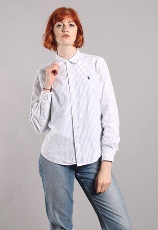 VINTAGE 90S RALPH LAUREN BLUE PIN STRIPE SHIRT