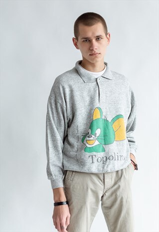 VINTAGE 80S FUNKY JUMPER WITH MOUSE PATTERN