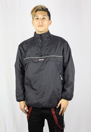 MENS VINTAGE ELLESSE JACKET COAT SMALL REVERSIBLE FLEECE 90S