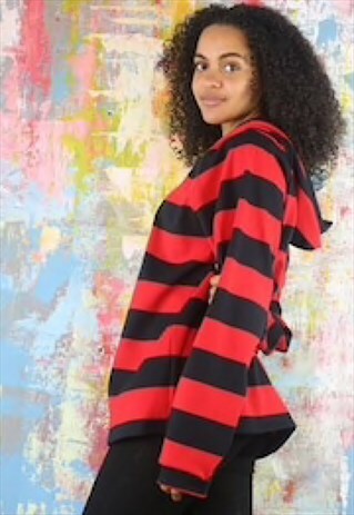 STRIPED HOODIE IN RED AND BLACK