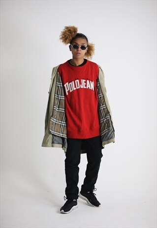 RARE BURBERRY VINTAGE HOODED NOVA CHECK LINED JACKET / COAT
