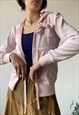 VINTAGE Y2K 00'S PINK BALLET VELVET ZIP UP HOODIE WITH BOW