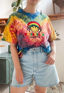 Vintage 90's Rainbow Tie Dye Jamaica Tee T-Shirt - M/L