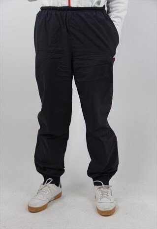 VINTAGE ADIDAS NAVY PRINT TRACKSUIT BOTTOMS
