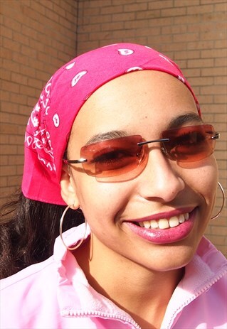 VINTAGE RED ORANGE RIMLESS SUNGLASSES
