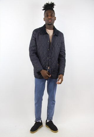 VINTAGE BARBOUR NAVY QUILTED JACKET