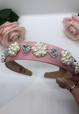 CECESCROWNS PINK EMBELLISHED HEADBAND