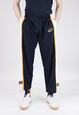 VINTAGE NIKE BLACK/WHITE/ORANGE BUTTON-OFF TRACKSUIT BOTTOMS