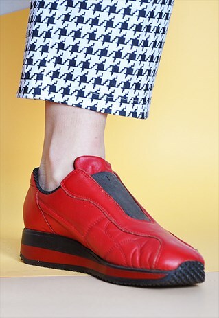 VINTAGE RIEKER SNEAKERS RED LEATHER