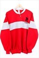 Vintage Lacey Sports Sweatshirt Henley Neck Red Colour Block