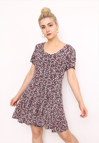 VINTAGE 90S DARK FLORAL PRINT PLAYSUIT