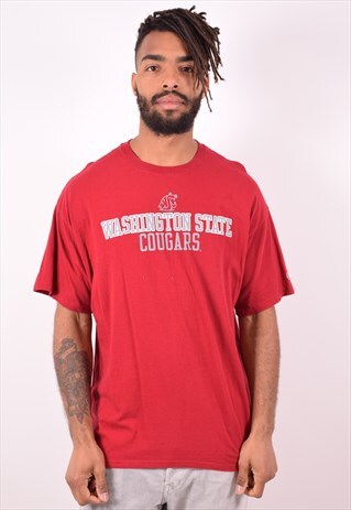 CHAMPION MENS VINTAGE WASHINGTON COUGARS T-SHIRT TOP XL RED