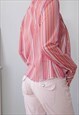 VINTAGE Y2K PINK MESH STRIPED SHIRT