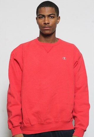 VINTAGE CHAMPION EMBROIDERED LOGO SWEATSHIRT RED
