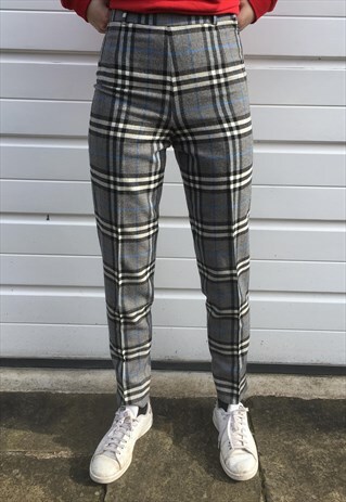 WOMENS BURBERRY TROUSERS HIGH WAISTED NOVA CHECK PANTS