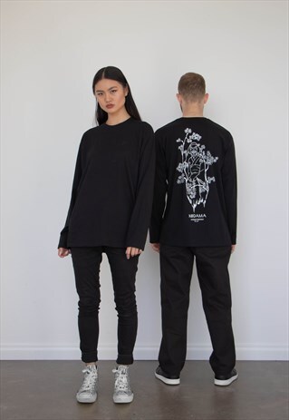 URBAN NATURE UNISEX LONG SLEEVE T-SHIRT (BLACK)