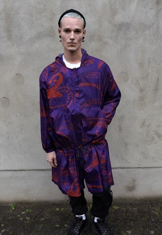 LOOSE FIT OVERSIZE HIGH NECK RAIN ZIP UP WINDBREAKER JACKET