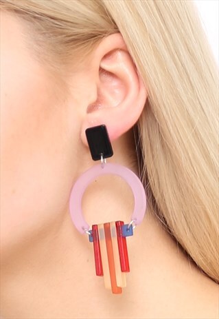 MULTICOLOURED ACRYLIC STATEMENT EARRINGS