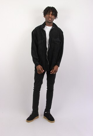VINTAGE CORD BLACK SHIRT JACKET