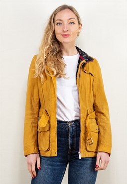 Vintage 90's Women Waxed Cotton Jacket in Yellow