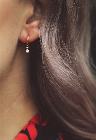 GOLD TINY CUBIC ZIRCONIA HOOP EARRINGS - MARGOT