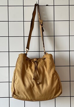 Vintage PRADA Bag Hobo Drawstring Hand Shoulder 90s Brown