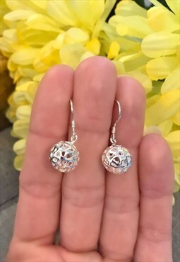 925 Silver Ball Dangle Earrings