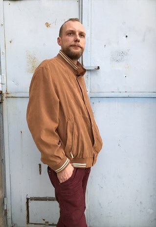 VINTAGE 90' OLDCHOOL UNISEX BROWN BOMBER JACKET