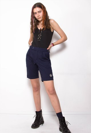 VINTAGE 90S SERGIO TACCHINI NAVY SHORTS ID:6077