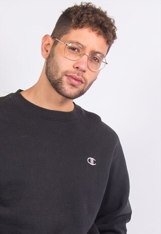 VINTAGE CHAMPION SWEATSHIRT BLACK CREW NECK SWEATER