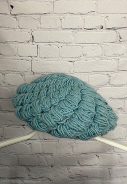 Blue Knitted Beret Style Hat