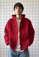 Vintage POLO RALPH LAUREN Fleece Jacket Hoodie 90s Red