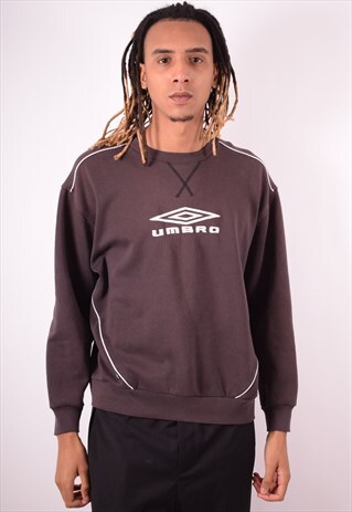 UMBRO MENS VINTAGE SWEATSHIRT JUMPER LARGE BROWN 90S