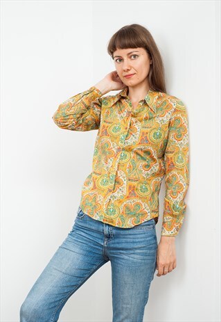 PAISLEY PRINT GREEN COTTON SHIRT