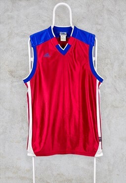 Vintage Adidas Basketball Jersey Red Blue XL