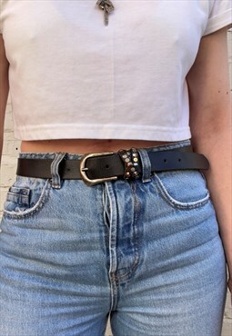 Simple Thick Black Leather Jeans Belt