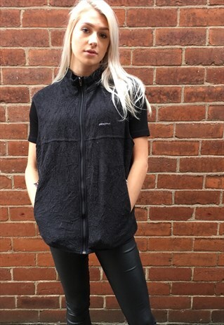 VINTAGE OVERSIZED PATAGONIA GILET JACKET BLACK L XL FLEECE